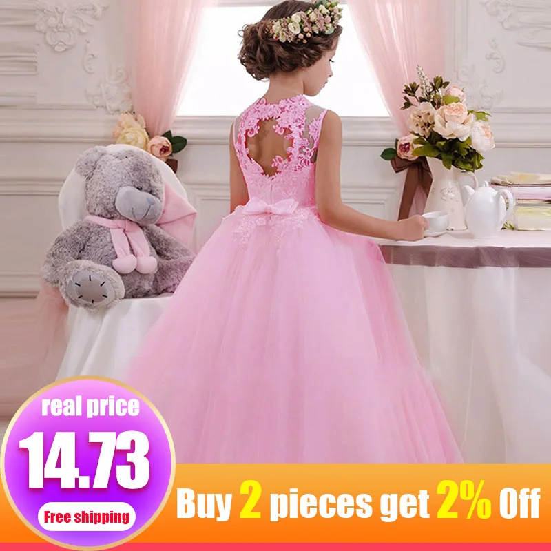 

First communion dresses girls flower dress kids for weddings prom clothing kids children baby elegant ball gown fluffy costume