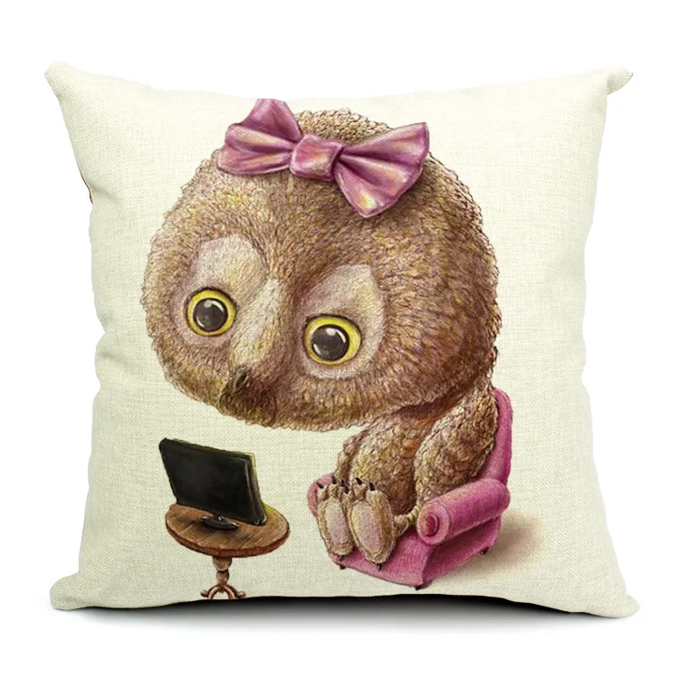 

Slow Soul Adorable Cartoon Animal Cushion Cover Crocodile Owl Penguin Squirrel Parrot Elephant Printed Pillow Case Funda Cojin