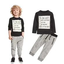 Детская одежда; 1 комплект; красивая черная блузка для маленьких мальчиков+ серые повседневные штаны; Одежда для девочек; для детей
