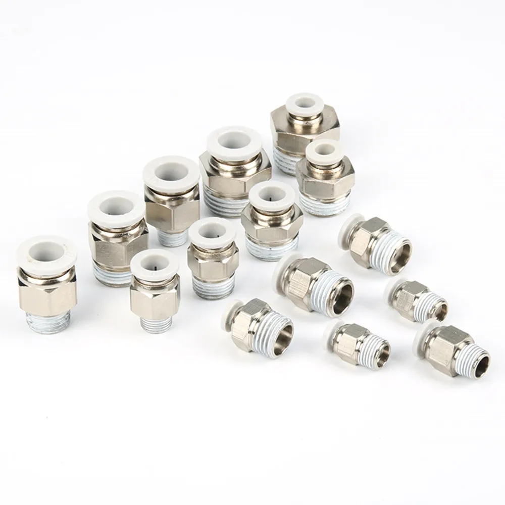 

White Pneumatic fittings quick push in connector M5 1/8'' 1/4'' 3/8'' Male Thread-4 6 8 10 12mm air tube Straight connection PC