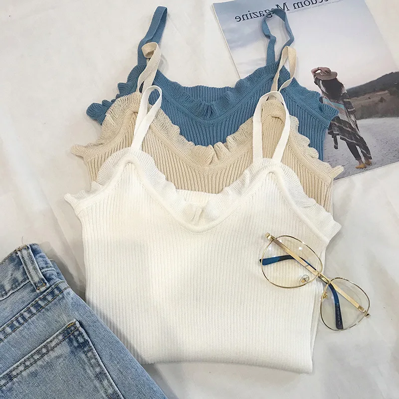 

Spring and summer new style Women's sleeveless vest Knit sexy temperament and fashion Solid color vest