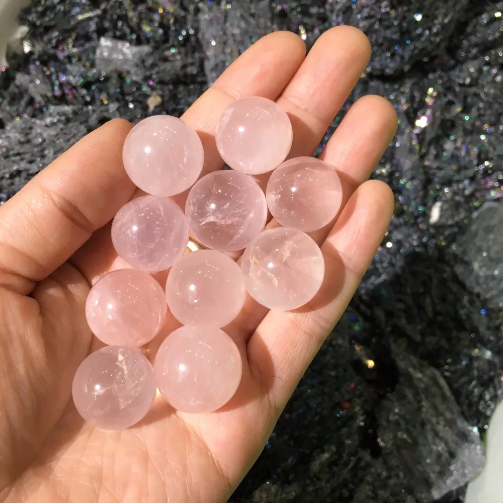 Natural de cristal de cuarzo rosa bola de cristal de piedras preciosas Reiki esfera de la bola de sanación y meditación 55-60 MM 