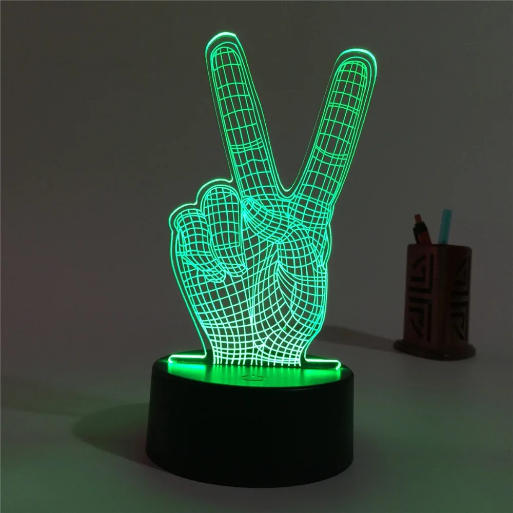 

Victory finger 3D night light 3d LED lamp colorful flashlight for champion Christmas decoration for home