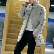 Высококачественное Стеганое пальто, мода, утепленная Длинная зимняя куртка, Мужская однобортная парка с воротником-стойкой, Мужская Клетчатая Мужская куртка