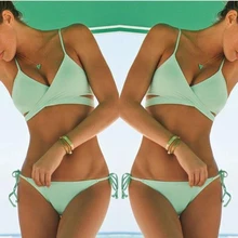 Wholesale women swimwear roupa de praia Swimwear bandage trangle bikini set female brazilian biquine Bandage Swimsuit maio praia