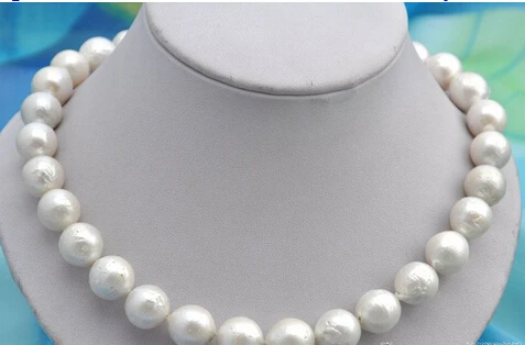 

Jew2354 18"12-14mm round white reborn keshi pearl necklace