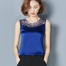 Летние шелковые майки без рукавов из спандекса, женские кружевные майки с вышивкой, женские атласные шелковые рубашки, летние шелковые майки