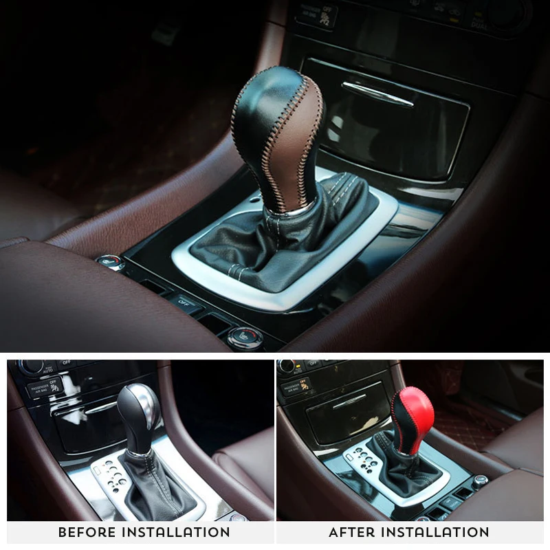 

For Infiniti QX50 QX70 QX80 EX FX G leather gear shift knob handle Cowhide Cover Hand-sewn Interior Accessories