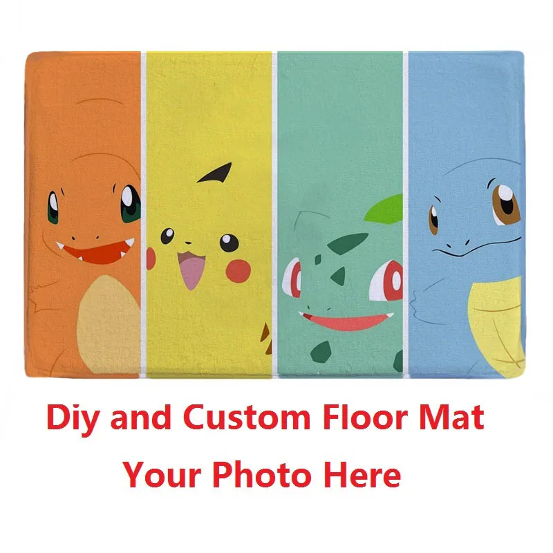 Коврик для ванной Pokemon с принтом под заказ, замшевые Нескользящие впитывающие коврики для ванной комнаты и туалета, коврики для кухни, alfombras - Цвет: Pokemon