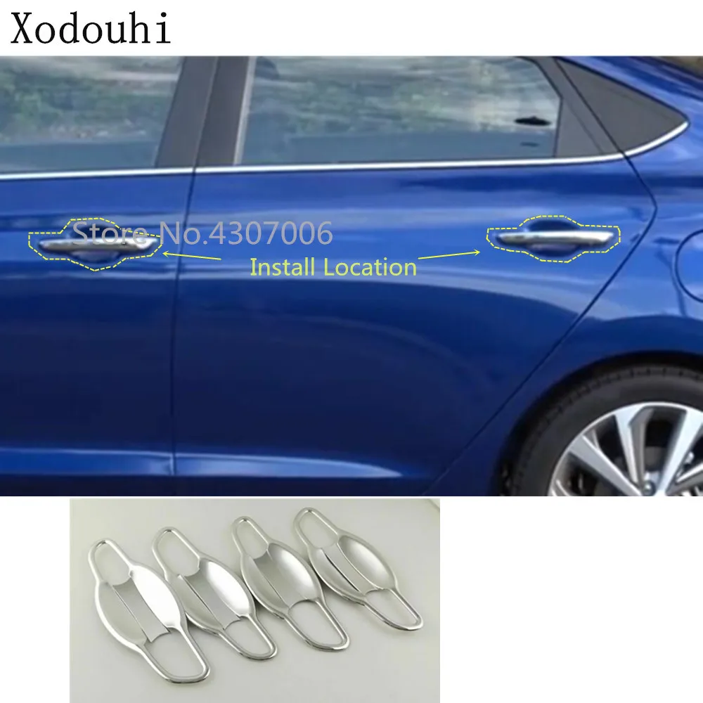 

Car cover detector trim outside external door Bowl stick frame armrest 8pcs for Hyundai Solaris Accent 2017 2018 2019