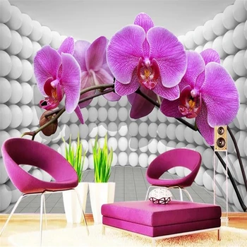 

beibehang Wallpaper 3d murals custom living room bedroom home decor 3d space butterfly orchid violet background wall paper