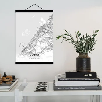 

Dubai, United Arab Emirates City Map Wooden Framed Canvas Painting Home Decor Wall Art Print Pictures Poster Hanger