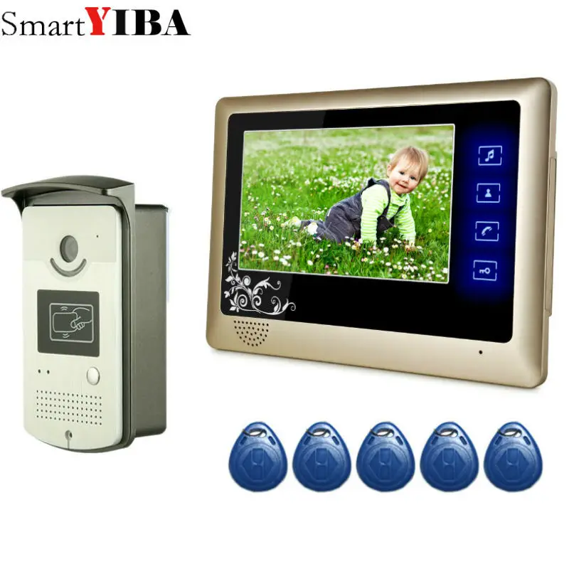 Monitor de Vídeo Porteiro com Fio de Vídeo Campainha da Porta Sistema de Controle de Acesso Smartyiba ''polegadas Telefone Intercom Rfid 1 Monitor Câmera Mod. 172105 7 SmartYIBA ''Polegadas Monitor de Vídeo Porteiro Com