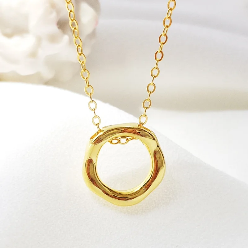 

925 Sterling Silver Irregular Geometric Pendant Gold Necklace Women Charm Chains Necklaces collares collier femme Fashion 2019
