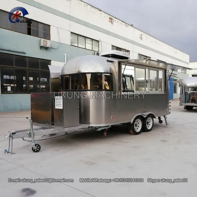 Airstream Style Matt Stainless Steel Mobile Shop Food Truck Mobile Food Trailer For Sale