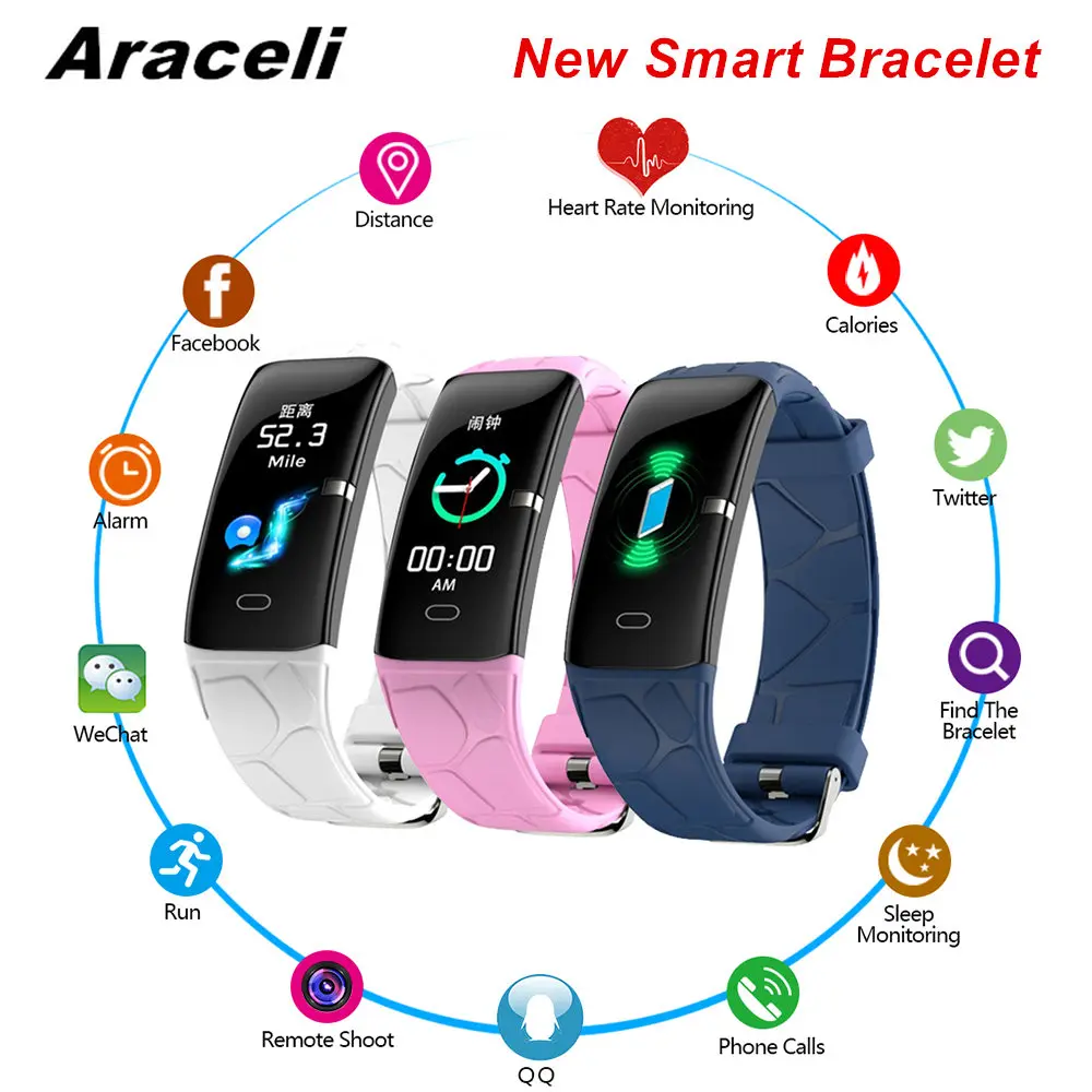 

2019 Sports Smart Bracelet Waterproof SmartBracelet Color Screen Blood Pressure Pedometer Sleep Monitoring Smart Bracelet Id115