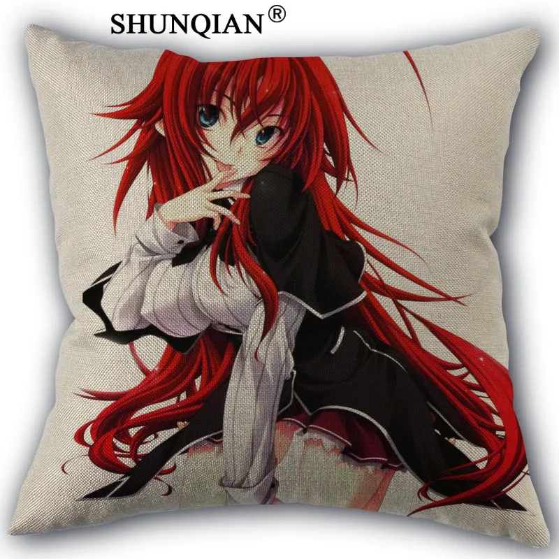 

highschool dxd Linen Cotton Pillow Covers Printed Square Home Decorative No Core Pillowcase 45x45cm one side