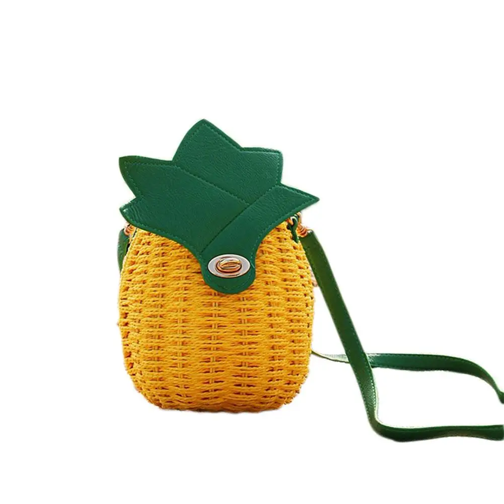 

Fresh Pineapple Shape Bag Single-shoulder Messenger Bag Fashion Pineapple Straw Woven Braided Beach Bags For Women
