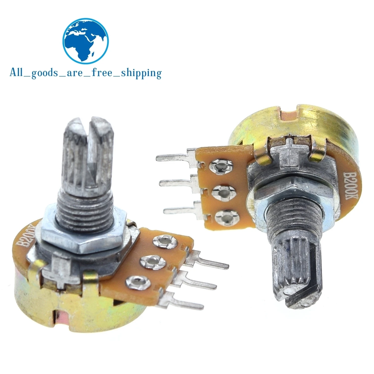 WH148 3pin Linear Potentiometer from B1K to B1M 15mm Shaft with nuts /& washers