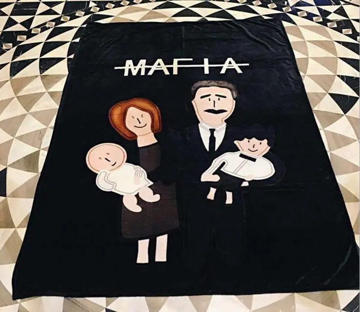 130x150cm(51x59inch) Children Kids Throw Blanket Mum Daddy Kids Printed