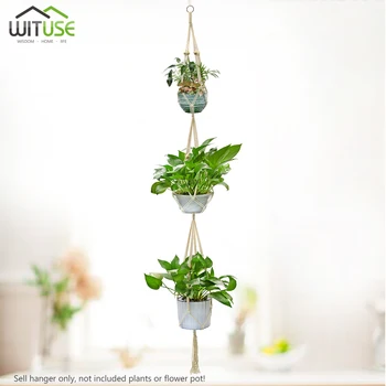 

1/2/4Pc Cotton Rope Basket Plant Hanger Handmade Flower Pot Holder Home Decoration Hanging Flower Pot Grower Wall Hanging Basket