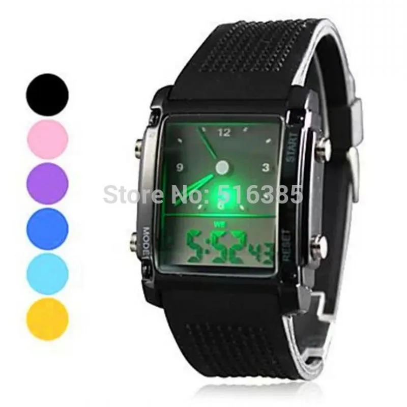 

New high quality Fashion designed Double Movts Colorful LED watch Analog Digital Men women Creative WristWatches
