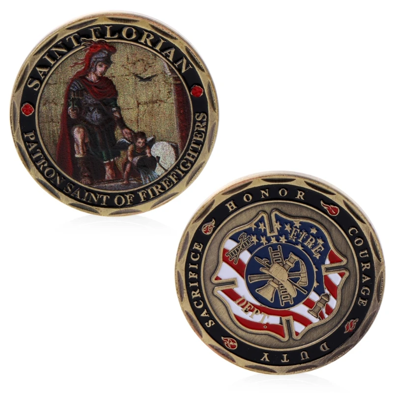 

St. Florian Patron Saint Firefighters Commemorative Coin Gold Plated Non Currency Coin Fire Rescue Commemorative Challenge Coin