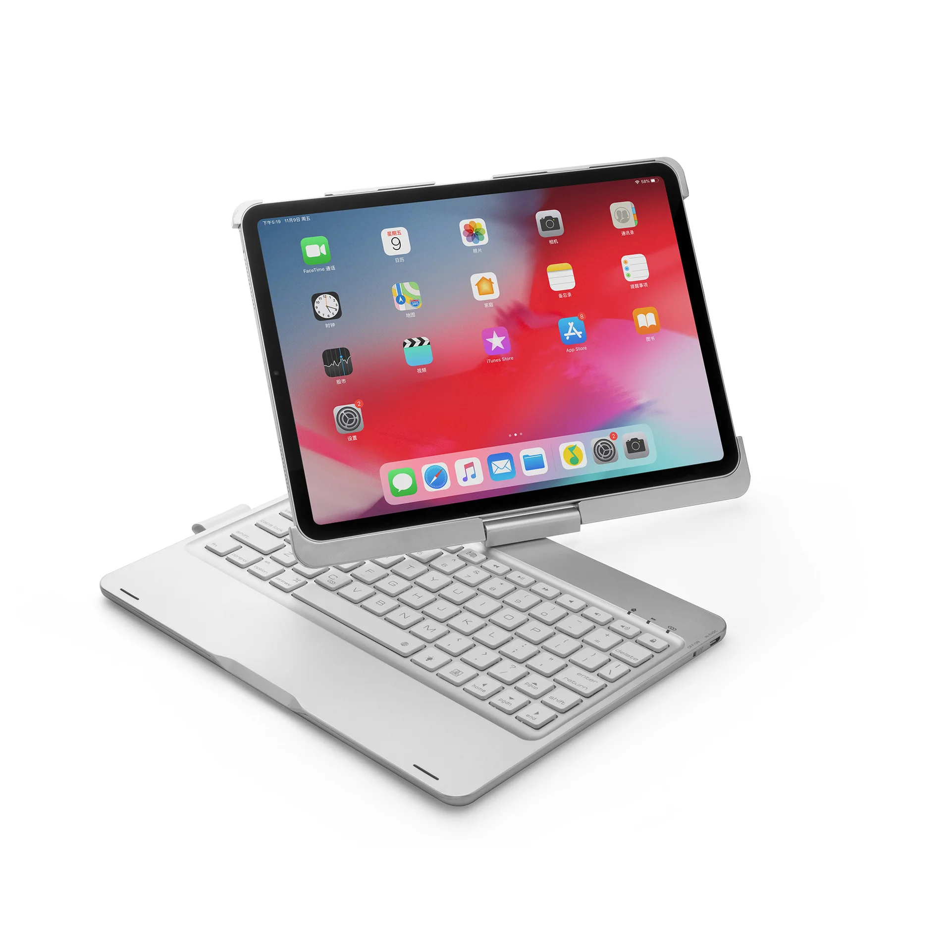 Чехол для iPad Pro11 с беспроводной Bluetooth клавиатурой, чехол для смарт-планшета с функцией автоматического сна и пробуждения, вращающийся на 360 градусов, Жесткий Чехол