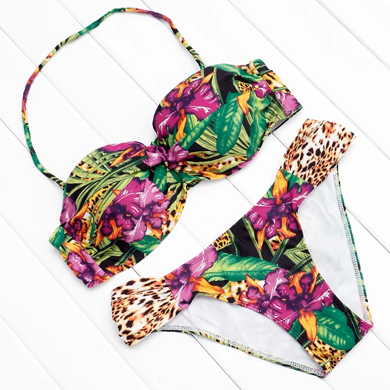 

Cindysmile Bikini Set Women 2018 Floral Print Beach wear Push Up Bodycon Swimwear Brazilian Bikini Bandage Swim suit