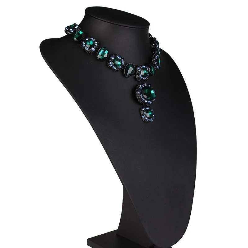 Лучшее женское Европейское эксклюзивный Кристалл za винтажное хрустальное ожерелье с драгоценным камнем и кулоны эффектное ожерелье Макси ювелирные изделия 2673