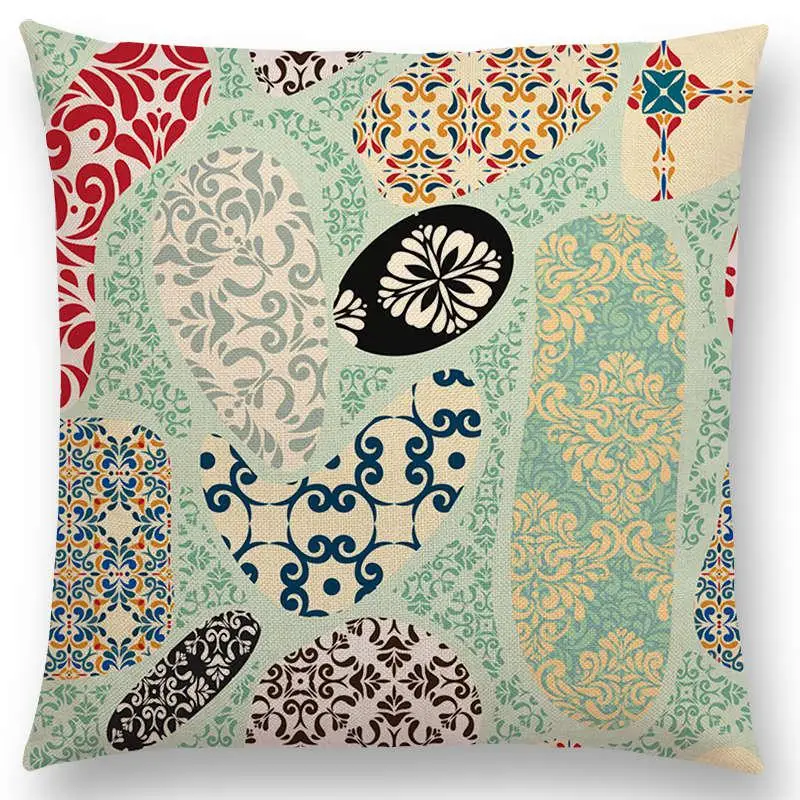 Бохо Пейсли восточный цветочный узор Navajo геометрические принты Фэнтези Лепесток Цветы Великолепная подушка для дивана бросок наволочка - Цвет: a021217
