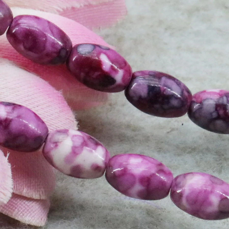Special Multicolor Rice Bucket Loose DIY Beads Semi-precious Riverstone Rain Flower Rainbow Stone Girls New Jewelry making 6X8mm | Украшения