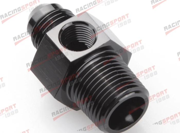 Blk 8-AN-8 Male to-8-AN Female With 1//8/" NPT gauge port adapter fitting