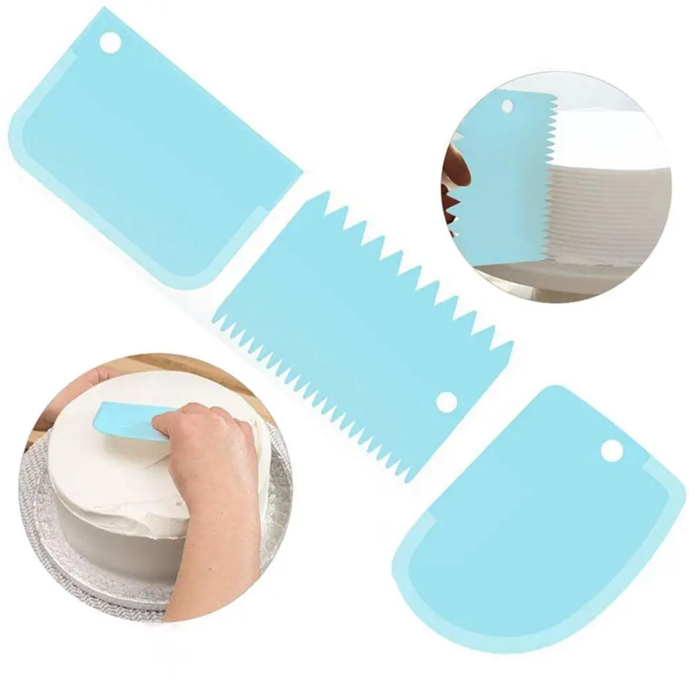 

3PCS Hot High Quality Colorful Multifunctional Irregular Teeth Edge DIY Cream Scraper Set Cake Mold Tools