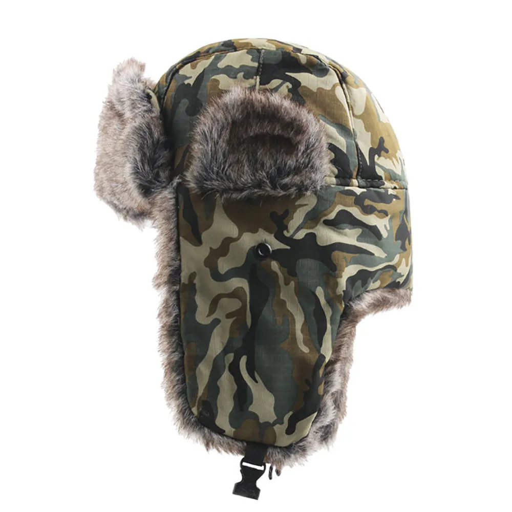 Cycling Cap Ski cap Winter Hat Russian Ski Hat Plush Earmuffs Padded Flat Cap Outdoor windproof warm artifact #2o26 (6)