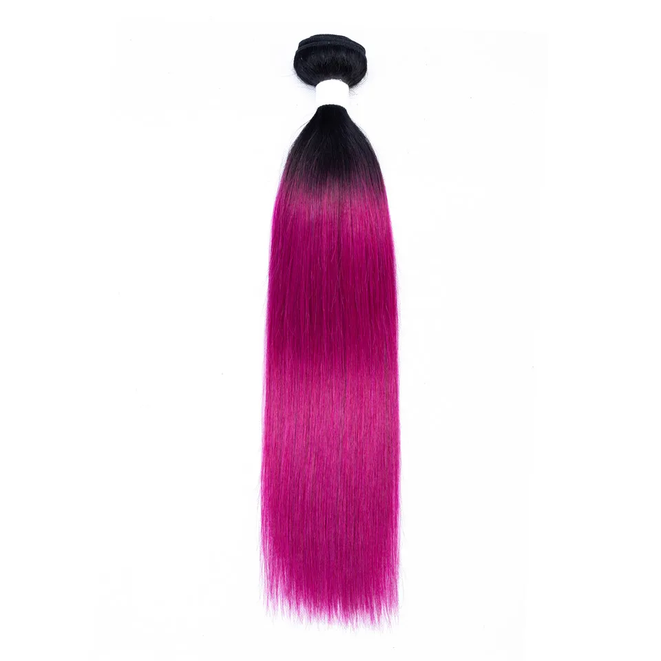 Dark root Rose Red colored ombre two tone straight hair extension 1b
