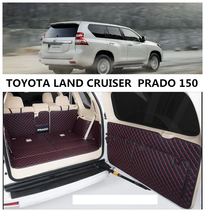

For TOYOTA LAND CRUISER PRADO 150 2010-2019 Cargo Liner Trunk Mats Surrounded by all Carpets High Quality Embroidery Leather Mat