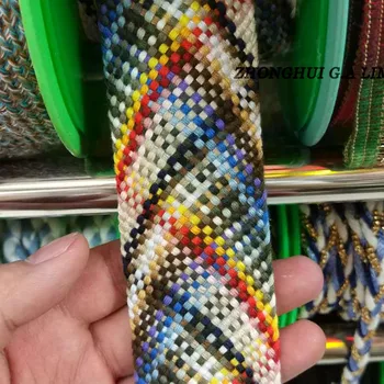 

Woven Colorful Cotton Polyester Webbing 4cm wide Wedding decoration Braids reflective Webbing Polychromatic wholesale 50 Yards