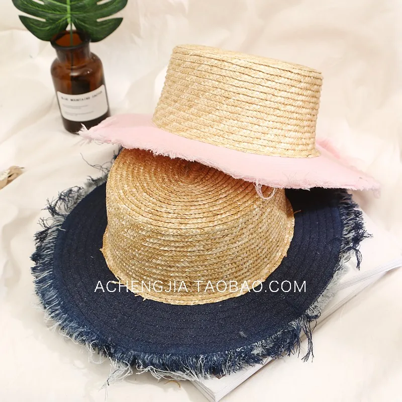 Beste Raffia Zon Hoeden Voor Vrouwen Raffia hoed zomer strooien hoed strand zon hoeden voor vrouwen zomer met grote hoofden kant brede rand G