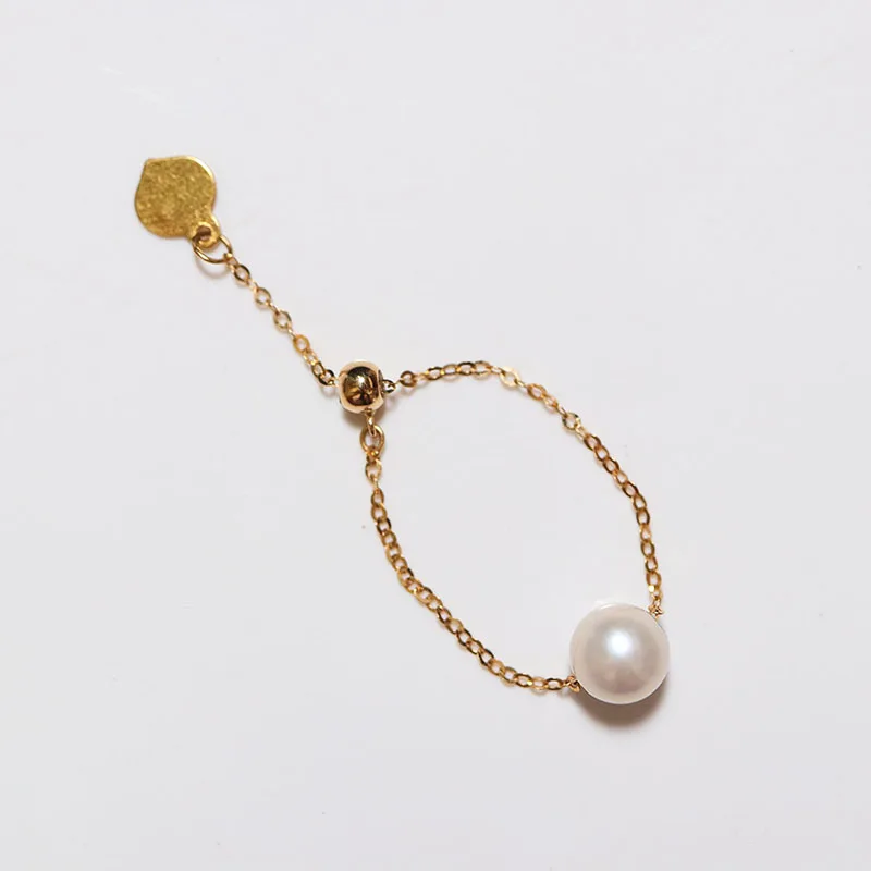 Sinya Au750 18k gold Ring with natural Akoya or Freshwater pearl for women girls Mom ladies ring wear size can adjust Fashion (7)
