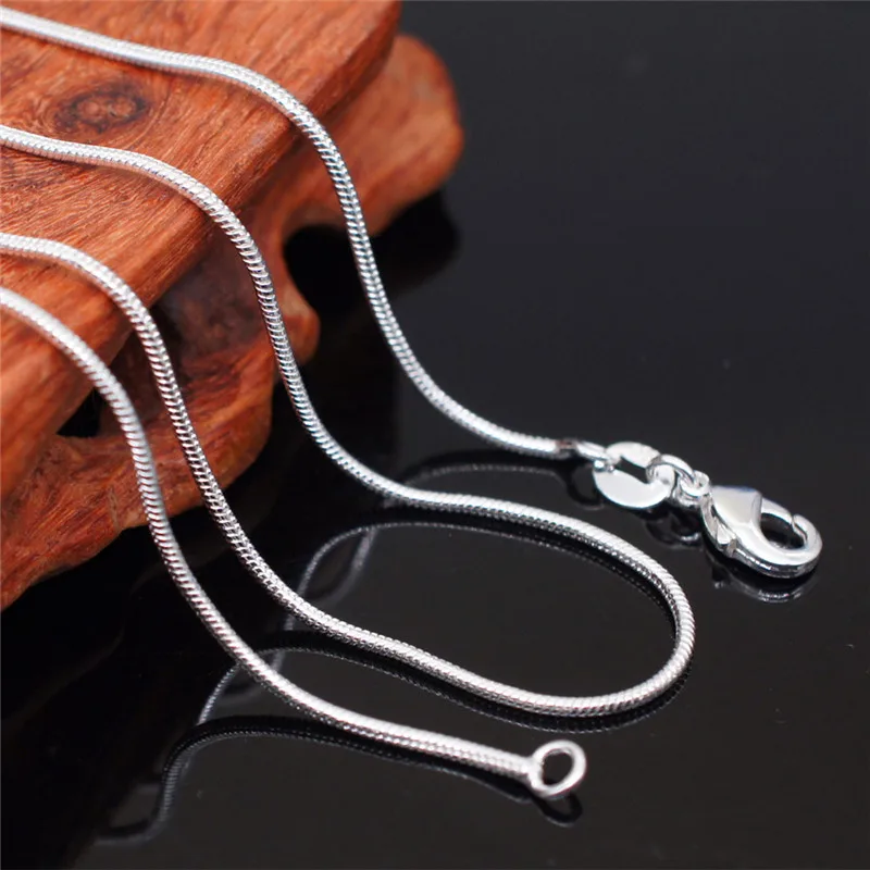 Привлекательный 1 мм змея цепи серебряный узор Necklaces16 ~ 30 дюймов для леди женщина