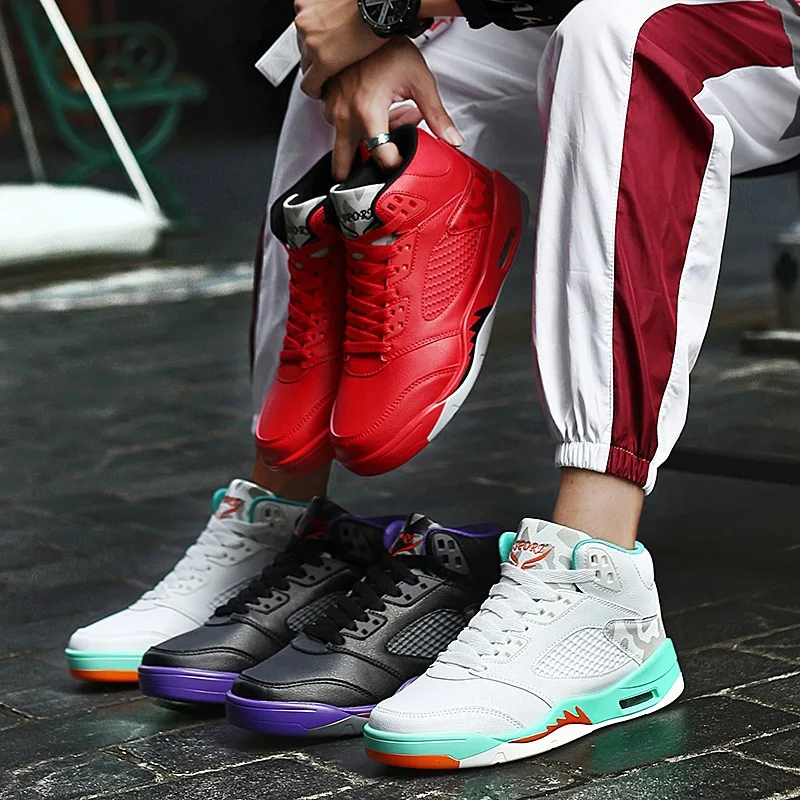 JINBEILEE Winter New High To Help AJ5 Basketball Shoes Breathable Casual Fashion Trend Hundred Tower Jogging Men's Shoes JINBEILEE Winter New High To Help AJ5 Basketball Shoes Breathable Casual Fashion Trend Hundred Tower Jogging Men's Shoes