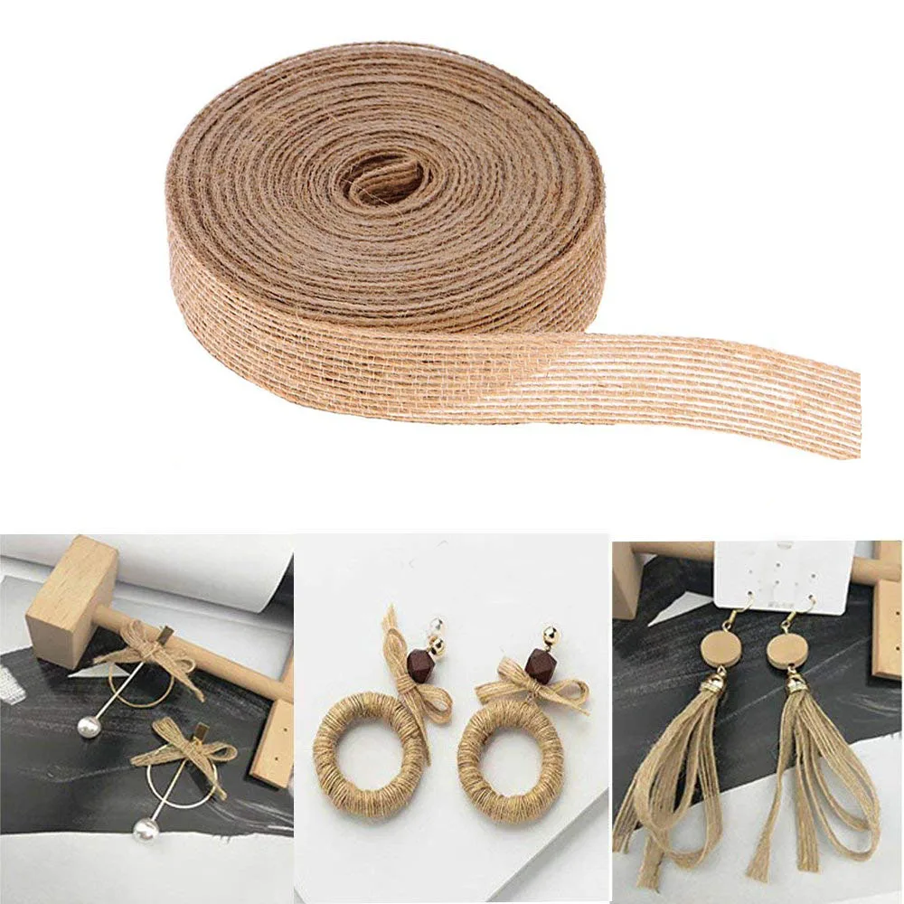 

Natural Beautiful Burlap Hessian Ribbon Rolls for DIY Crafts Wedding Event Party and Home Decoration, Length 10M Width 2cm