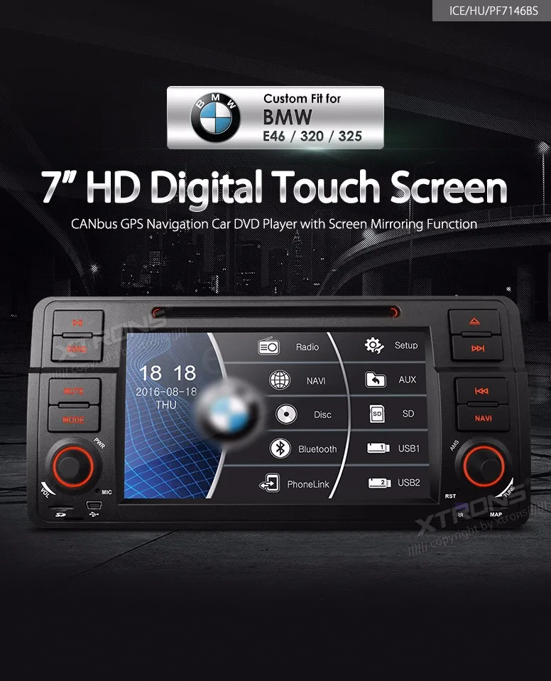 Excellent 7" Single 1 Din Car DVD Radio GPS Navi Fit For E46 320 325 Auto Video Player Dual Channel CANbus Touch Screen Audio USB Stereo 0