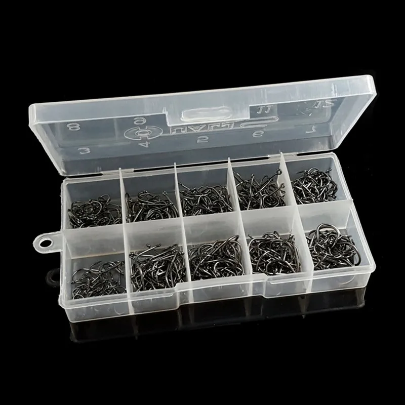 

1000pcs/2boxes Fishhooks Jig Barbed Hooks With Box Carp Fishing hooks kit