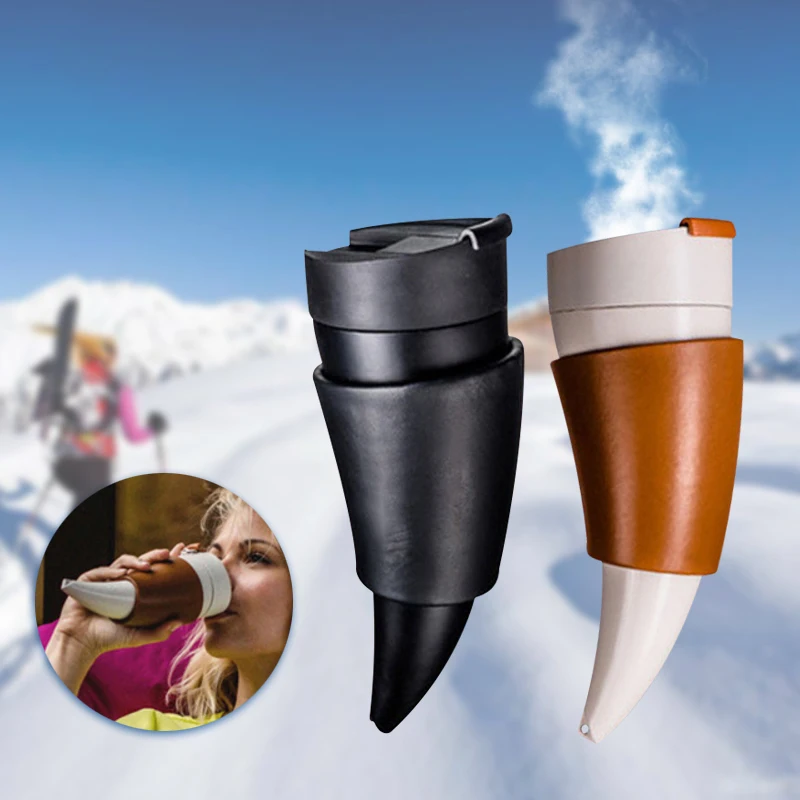 

1pc Creative Goat Horns Stainless Steel Thermos Mug Coffee Cup Traveling Hot Water Bottle Insulation Vacuum Thermos Flask Caneca