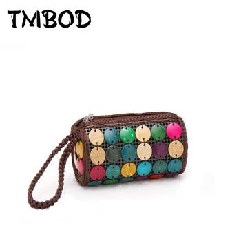 

New 2019 Design Small Barrel-shape Coconut Shell Coin Purses Wallets Cute Manual Ladies Clutches Wallet bolsos carteras an1179
