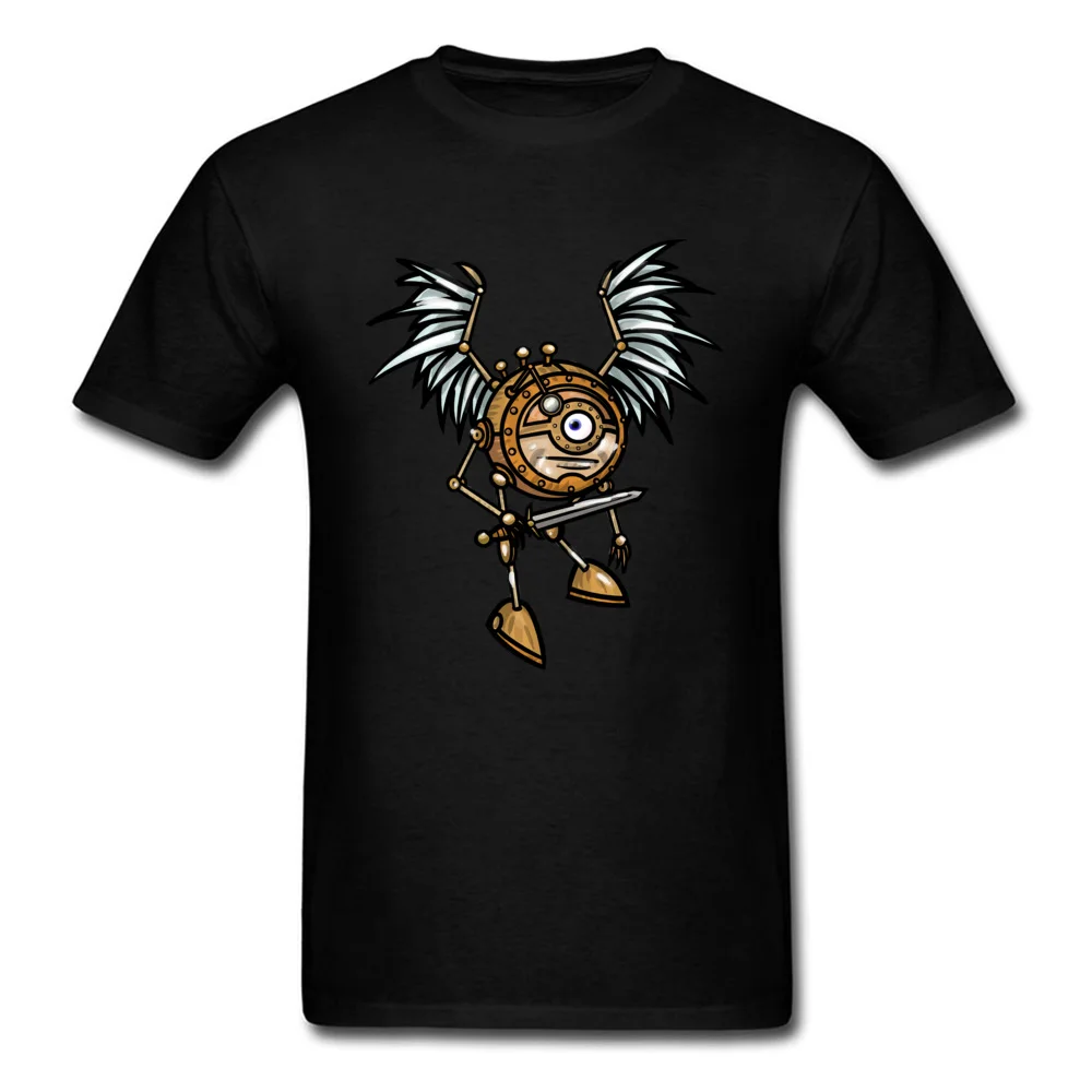 cheap Novelty 2018 Men Vintage Cartoon Robot Warrior Print Tops amp; Tees Cool Black Short Sleeve T shirt Custom Geek Design