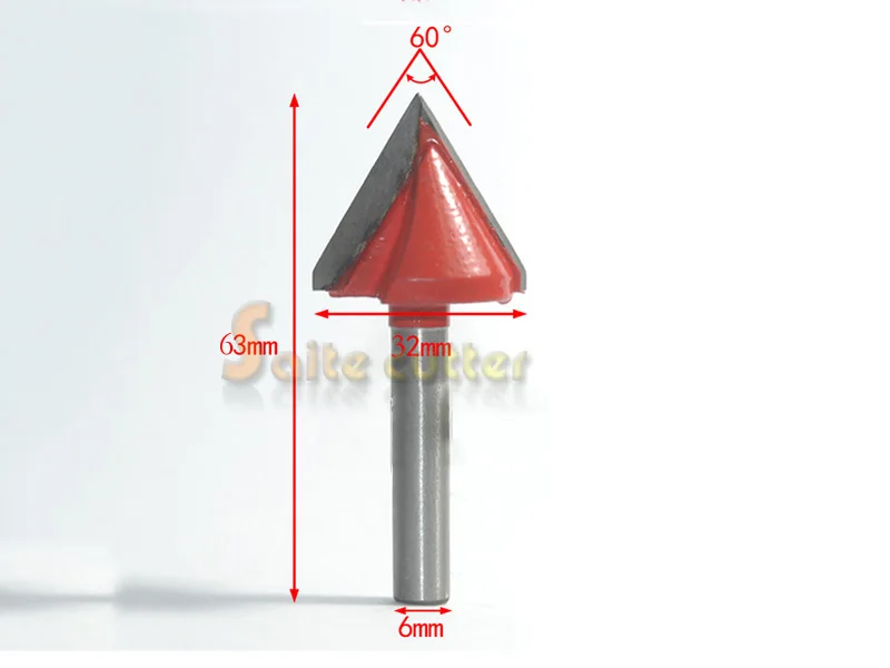 

2PCS (60 Degree + 90 Degree) Shank 6mm Width 32mm, V Groove Woodworking Tool Sets, CNC Engraving Bits mdf acrylic 3D CNC Router