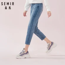 SEMIR женские укороченные джинсы со средней посадкой из потертого денима женские мягкие хлопковые укороченные джинсы длиной до щиколотки в стиле ретро